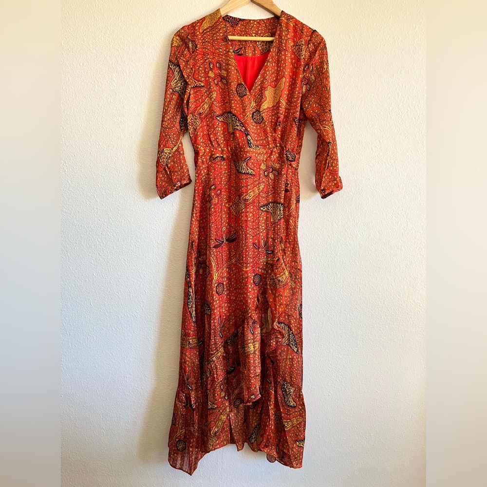 NWOT Ba&Sh Disy Maxi Wrap Dress-Orange In Rouge Size Small